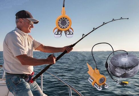 كاميرا Vanxse لصيد الأسماك تحت الماء HD CCD 1000TVL 24 قطعة LED بيضاء رؤية 100 درجة كاميرا فيديو لصياد السمك (كابل 30 متر) in Kuwait