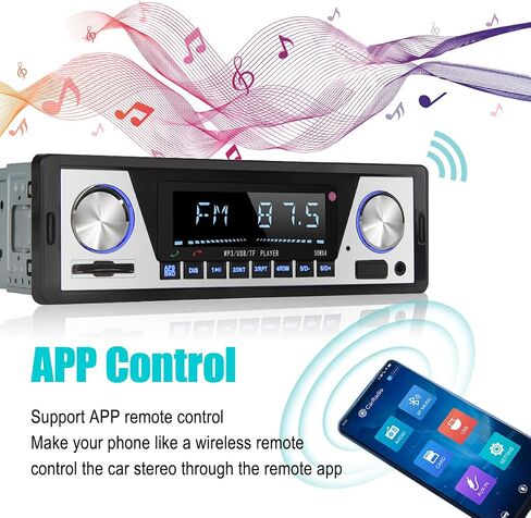 Single Din Car Stereo - Radio Coche with Bluetooth | USB Playback & Charging - Dual Knob Car Audio: Support SD | AUX | APP Control | MP3 Player | FM Radio Receiver in Saudi Arabia