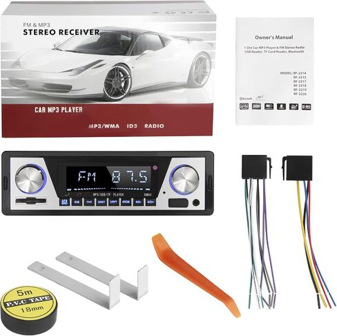 Single Din Car Stereo - Radio Coche with Bluetooth | USB Playback & Charging - Dual Knob Car Audio: Support SD | AUX | APP Control | MP3 Player | FM Radio Receiver in Saudi Arabia