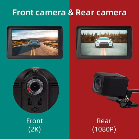 ستيريو سيارة محمول مع Apple Carplay وAndroid Auto اللاسلكي، راديو سيارة بشاشة لمس 7 بوصة مع كاميرا داش 2K، كاميرا احتياطية 1080 بكسل، بلوتوث، FM، وصلة مرآة، كابل AUX، بطاقة TF 32 جيجا in Kuwait