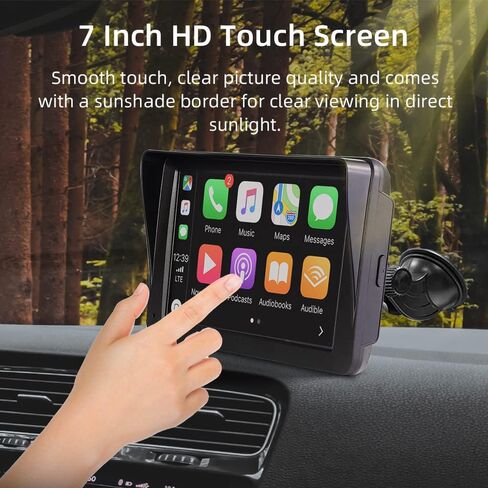 ستيريو سيارة محمول مع Apple Carplay وAndroid Auto اللاسلكي، راديو سيارة بشاشة لمس 7 بوصة مع كاميرا داش 2K، كاميرا احتياطية 1080 بكسل، بلوتوث، FM، وصلة مرآة، كابل AUX، بطاقة TF 32 جيجا in Kuwait