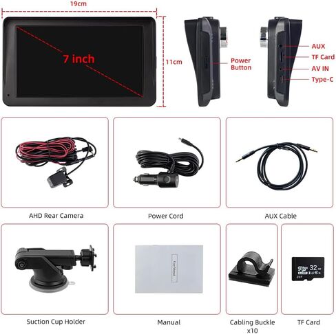 ستيريو سيارة محمول مع Apple Carplay وAndroid Auto اللاسلكي، راديو سيارة بشاشة لمس 7 بوصة مع كاميرا داش 2K، كاميرا احتياطية 1080 بكسل، بلوتوث، FM، وصلة مرآة، كابل AUX، بطاقة TF 32 جيجا in Kuwait