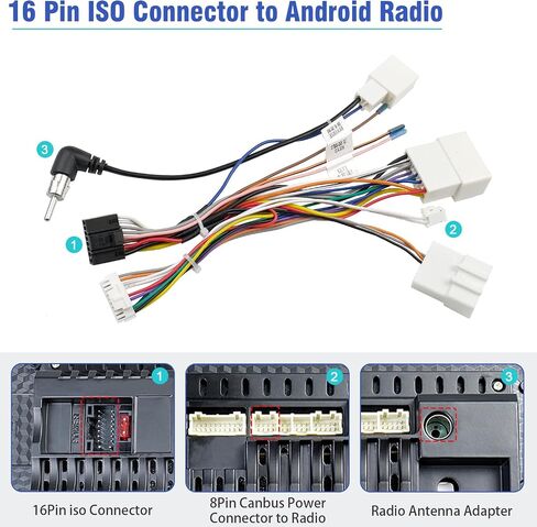 Jayubien 16Pin Car Radio Wire Harness Kit Replacement for Toyota Prado Camry Highlander Pruis Sienna Sequoia w/JBL Amplifier, 20Pin SWC Stereo Wiring Antenna Connector in Kuwait