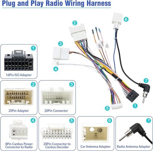 Jayubien 16Pin Car Radio Wire Harness Kit Replacement for Toyota Prado Camry Highlander Pruis Sienna Sequoia w/JBL Amplifier, 20Pin SWC Stereo Wiring Antenna Connector in Kuwait