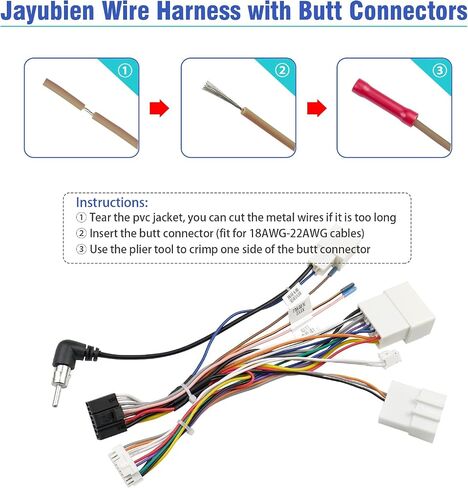 Jayubien 16Pin Car Radio Wire Harness Kit Replacement for Toyota Prado Camry Highlander Pruis Sienna Sequoia w/JBL Amplifier, 20Pin SWC Stereo Wiring Antenna Connector in Kuwait