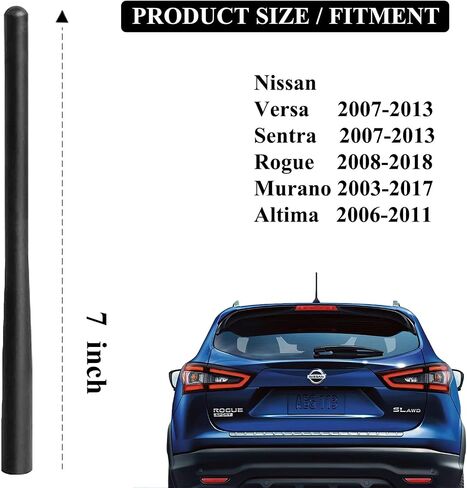 E-Vniko 7'' Inch Roof Antenna Compatible for Nissan Rogue 2008-2016 | Versa Sentra Murano Altima Replacement Car Antenna 28215-8H700 | 28215JG40B | 282151FC0A in Saudi Arabia