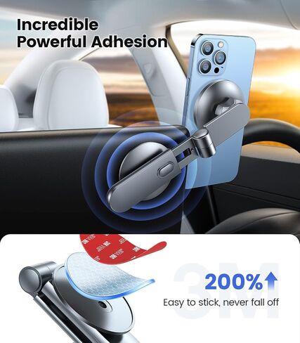 VICSEED Tesla Phone Mount【Strongest Magnet Power】 Foldable Hidden Tesla Phone Holder Fit for All Phones, Tesla Model 3/Y/Cybertruck Accessories, Tesla Model 3 Model Y for MagSafe Car Mount - White in Kuwait