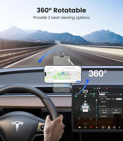VICSEED Tesla Phone Mount【Strongest Magnet Power】 Foldable Hidden Tesla Phone Holder Fit for All Phones, Tesla Model 3/Y/Cybertruck Accessories, Tesla Model 3 Model Y for MagSafe Car Mount - White in Kuwait