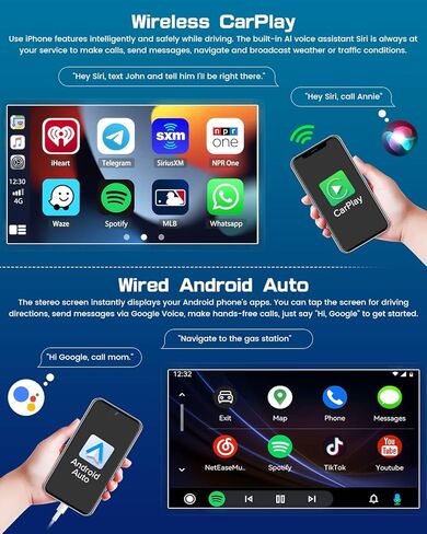 Roinvou 2+32G Android CarPlay Stereo for 2007-2012 Toyota Yaris Vios, 9'' Touch Screen in-Dash GPS Navigation with Built-in Wireless CarPlay Android Auto Support Mirror Link BT RDS AHD DSP in Kuwait