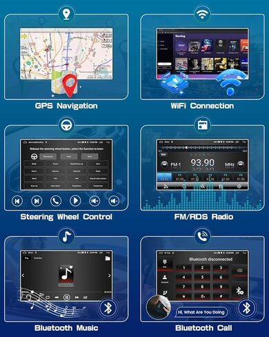 Roinvou 2+32G Android CarPlay Stereo for 2007-2012 Toyota Yaris Vios, 9'' Touch Screen in-Dash GPS Navigation with Built-in Wireless CarPlay Android Auto Support Mirror Link BT RDS AHD DSP in Kuwait