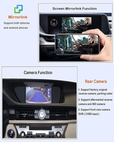 مجموعة فك تشفير كاربلاي لاسلكية لسيارة لكزس RX NX ES UX LS LX RC LC is GS RX350 RX300 NX300 ES350 ES300 IS250 2014-2019 سنة، تدعم اندرويد اوتو وميرورلينك وكاميرا عكسية ويوتيوب in Kuwait