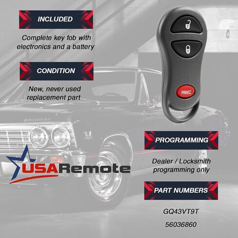 Key Fob Keyless Entry Remote fits Jeep Cherokee / Jeep Grand Cherokee 1999 2000 2001 2002 2003 2004 (GQ43VT9T, 56036860) in Saudi Arabia