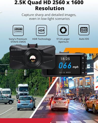 كاميرا قياس أمامية وخلفية من MASIGO A330D - كاميرا داش مزدوجة 1080 بكسل 60 إطارًا في الثانية للسيارات المزودة بواي فاي ونظام تحديد المواقع والسرعة، رؤية ليلية Stavis، وضع وقوف السيارات بمستشعر G، تسجيل الطوارئ، تطبيق مجاني، دعم 512 جيجابايت كحد أقصى in Kuwait