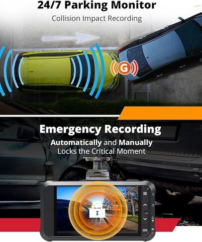 كاميرا قياس أمامية وخلفية من MASIGO A330D - كاميرا داش مزدوجة 1080 بكسل 60 إطارًا في الثانية للسيارات المزودة بواي فاي ونظام تحديد المواقع والسرعة، رؤية ليلية Stavis، وضع وقوف السيارات بمستشعر G، تسجيل الطوارئ، تطبيق مجاني، دعم 512 جيجابايت كحد أقصى in Kuwait