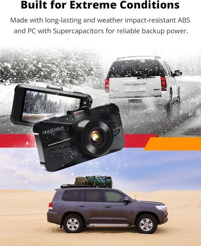 كاميرا قياس أمامية وخلفية من MASIGO A330D - كاميرا داش مزدوجة 1080 بكسل 60 إطارًا في الثانية للسيارات المزودة بواي فاي ونظام تحديد المواقع والسرعة، رؤية ليلية Stavis، وضع وقوف السيارات بمستشعر G، تسجيل الطوارئ، تطبيق مجاني، دعم 512 جيجابايت كحد أقصى in Kuwait