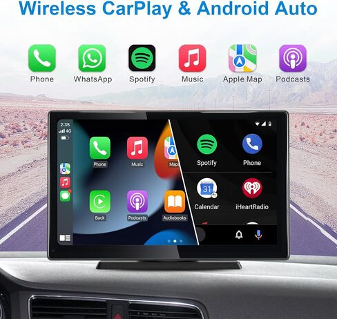 IYING 9 Inch Portable Car Stereo Wireless CarPlay & Android Auto Touchscreen Receiver with Bluetooth, GPS Navigation, Mirror Link, and 4 Ways for Sounding in Kuwait