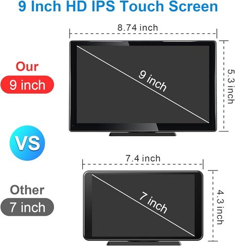 IYING 9 Inch Portable Car Stereo Wireless CarPlay & Android Auto Touchscreen Receiver with Bluetooth, GPS Navigation, Mirror Link, and 4 Ways for Sounding in Kuwait