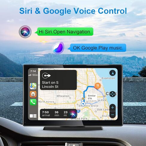 IYING 9 Inch Portable Car Stereo Wireless CarPlay & Android Auto Touchscreen Receiver with Bluetooth, GPS Navigation, Mirror Link, and 4 Ways for Sounding in Kuwait