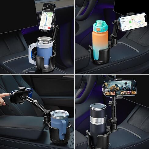 This Hill Cup Holder Phone Mount for Car,Upgraded 2 in 1 Car Cup Phone Holder Expander with Adjustable Base,360 Degree Rotation, Cup Phone Holder for Car Compatible iPhone,Samsung & All Smartphones in Kuwait