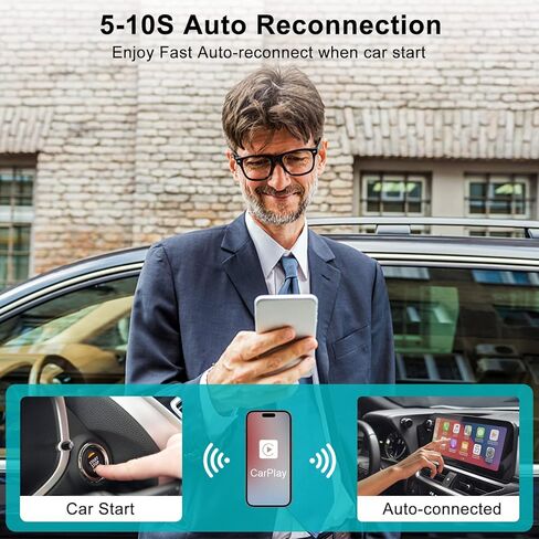 محول لاسلكي من كاربلاي لايفون، دونجل كاربلاي لاسلكي يوكان للسيارات السلكية في المصنع يدعم التوصيل والتشغيل والتحديث عبر الانترنت، متوافق مع السيارات من 2015 وايفون iOS 12+ in Kuwait