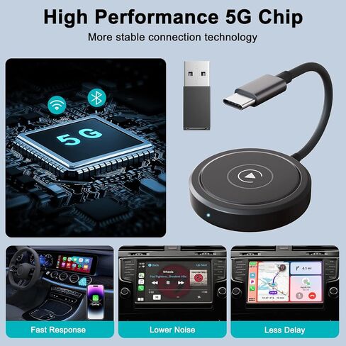محول لاسلكي من كاربلاي لايفون، دونجل كاربلاي لاسلكي يوكان للسيارات السلكية في المصنع يدعم التوصيل والتشغيل والتحديث عبر الانترنت، متوافق مع السيارات من 2015 وايفون iOS 12+ in Kuwait