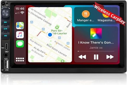 2023 جديد لاسلكي أبل كاربلاي سيارة ستيريو مزدوج الدين 7 بوصة تعمل باللمس بلوتوث لاسلكي أندرويد السيارات راديو FM USB نوع-C كاميرا احتياطية in Kuwait