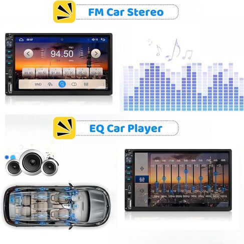 2023 جديد لاسلكي أبل كاربلاي سيارة ستيريو مزدوج الدين 7 بوصة تعمل باللمس بلوتوث لاسلكي أندرويد السيارات راديو FM USB نوع-C كاميرا احتياطية in Kuwait