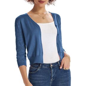 GRACE KARIN Women's Cardigans Shrugs for Dresses 3/4 Sleeve Cardigan V Neck Button Down Sweater Lightweight