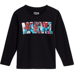 Marvel Avengers Boys T-Shirts - Captain America, Spider-Man, Iron Man, Hulk - Long Sleeve Superhero Shirt for Boys (2T-6)