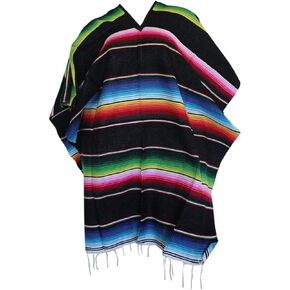 Del Mex (TM) Mexican Serape Adult Poncho You Choose Color.