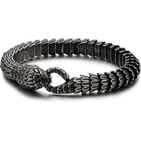 Kalen Retro Snake Link Chain Bracelet Vintage Old Metal Finishing,Stainless Steel Bracelet for Man in Saudi Arabia