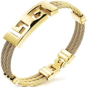 سوار من الستانلس ستيل المطلي بالذهب عيار 18 قيراط للرجال من اوموفت - هدية متينة ومقاومة للماء للمناسبات الخاصة - اكسسوار فاخر مقاوم للتاكل بأسعار معقولة، مقاس واحد يناسب الجميع، ستانلس ستيل، ذهبي, in Kuwait