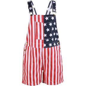ebossy Men's Women's American Flag Denim Bib Overall Shorts Romper Independence Day Clothes in Saudi Arabia