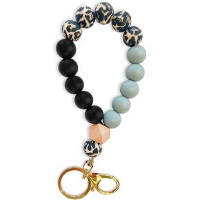 ABLAZE Key Chain Bracelet Wristlet, Silicone Beaded Key Ring Bracelet Keys Holder Keyring Bangle Bracelet Keychain for Womens