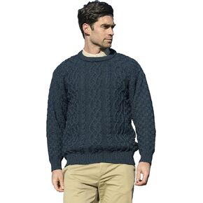 Aran Crafts Basket Stitch Crew Neck Sweater (100% Wool)