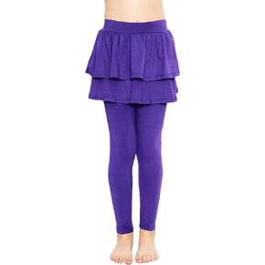 Girl's Oh So Soft High Waisted Double Layer Skater Skirt with Built in Leggings