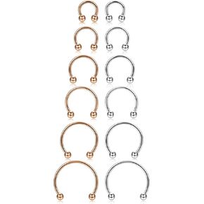 ORAZIO 12Pcs 14-16G Stainless Steel Nose Rings Septum Piercing Cartilage Horseshoe Earring Body Piercing 6MM-16MM in Kuwait