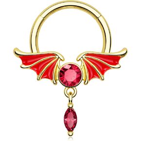 Melighting الأسود الحاجز الدائري 16G أجنحة الحاجز المجوهرات الجراحية الصلب 316L تتدلى Daith ثقب المجوهرات واضح تشيكوسلوفاكيا الحاجز ثقب الحلزون القرط محارة الزنمة ثقب للنساء