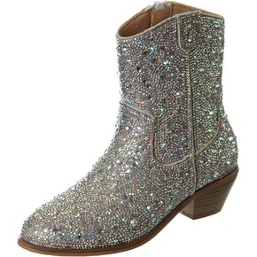 Badgley Mischka Girls Dress Cowgirl Boots - Kids Party Heel Pumps Slip On Cowboy Boot (Little Kid/Big Kid)