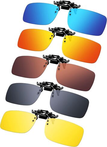 5 Pairs Polarized Clip-On Sunglasses Rimless Flip Up Anti-Glare Driving Glasses in Kuwait