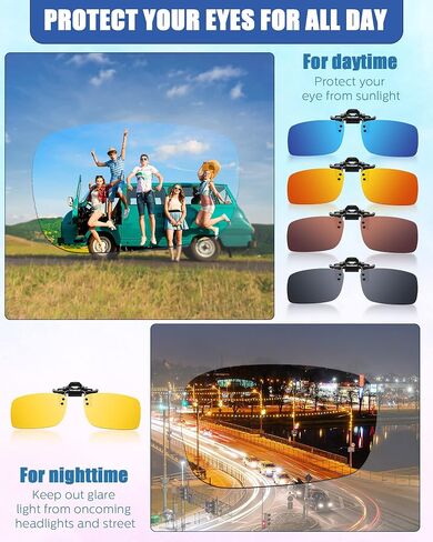 5 Pairs Polarized Clip-On Sunglasses Rimless Flip Up Anti-Glare Driving Glasses in Kuwait