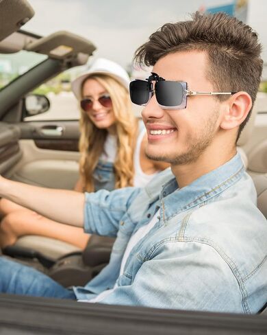 5 Pairs Polarized Clip-On Sunglasses Rimless Flip Up Anti-Glare Driving Glasses in Kuwait