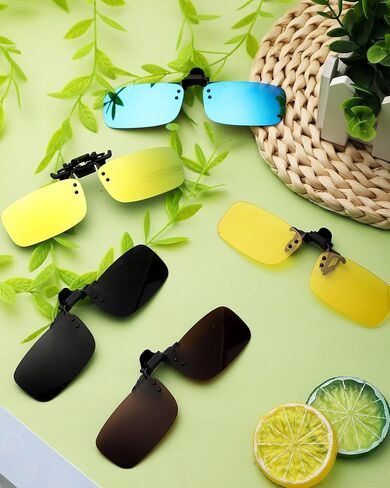 5 Pairs Polarized Clip-On Sunglasses Rimless Flip Up Anti-Glare Driving Glasses in Kuwait