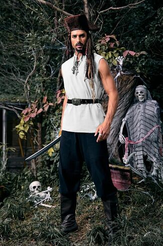 Mens Renaissance Pirate T Shirts Viking Medieval Sleeveless Lace Up Costume Scottish Cotton Tank Top in Saudi Arabia