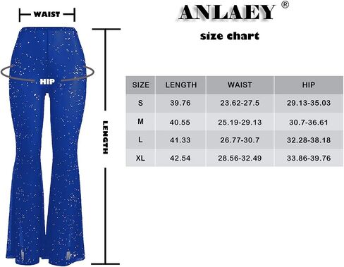 Anlaey Women's Rave Mesh Sheer Sparkly Pants Sequin Flared Bell Bottom Pants Sexy Rave Outfits for Festival Dance Clubwear in Saudi Arabia