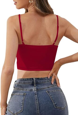 Vrtige Women's Sexy Satin Chain Strapy Crop Cami Top Sleeveless Zipper Front Party Bustier Corset in Saudi Arabia