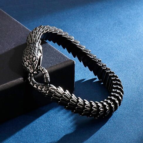 Kalen Retro Snake Link Chain Bracelet Vintage Old Metal Finishing,Stainless Steel Bracelet for Man in Saudi Arabia