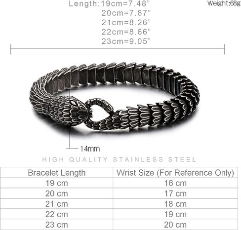 Kalen Retro Snake Link Chain Bracelet Vintage Old Metal Finishing,Stainless Steel Bracelet for Man in Saudi Arabia