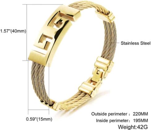 سوار من الستانلس ستيل المطلي بالذهب عيار 18 قيراط للرجال من اوموفت - هدية متينة ومقاومة للماء للمناسبات الخاصة - اكسسوار فاخر مقاوم للتاكل بأسعار معقولة، مقاس واحد يناسب الجميع، ستانلس ستيل، ذهبي, in Kuwait
