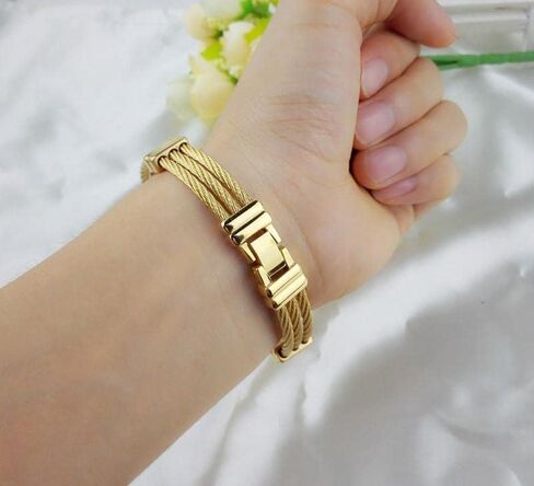 سوار من الستانلس ستيل المطلي بالذهب عيار 18 قيراط للرجال من اوموفت - هدية متينة ومقاومة للماء للمناسبات الخاصة - اكسسوار فاخر مقاوم للتاكل بأسعار معقولة، مقاس واحد يناسب الجميع، ستانلس ستيل، ذهبي, in Kuwait